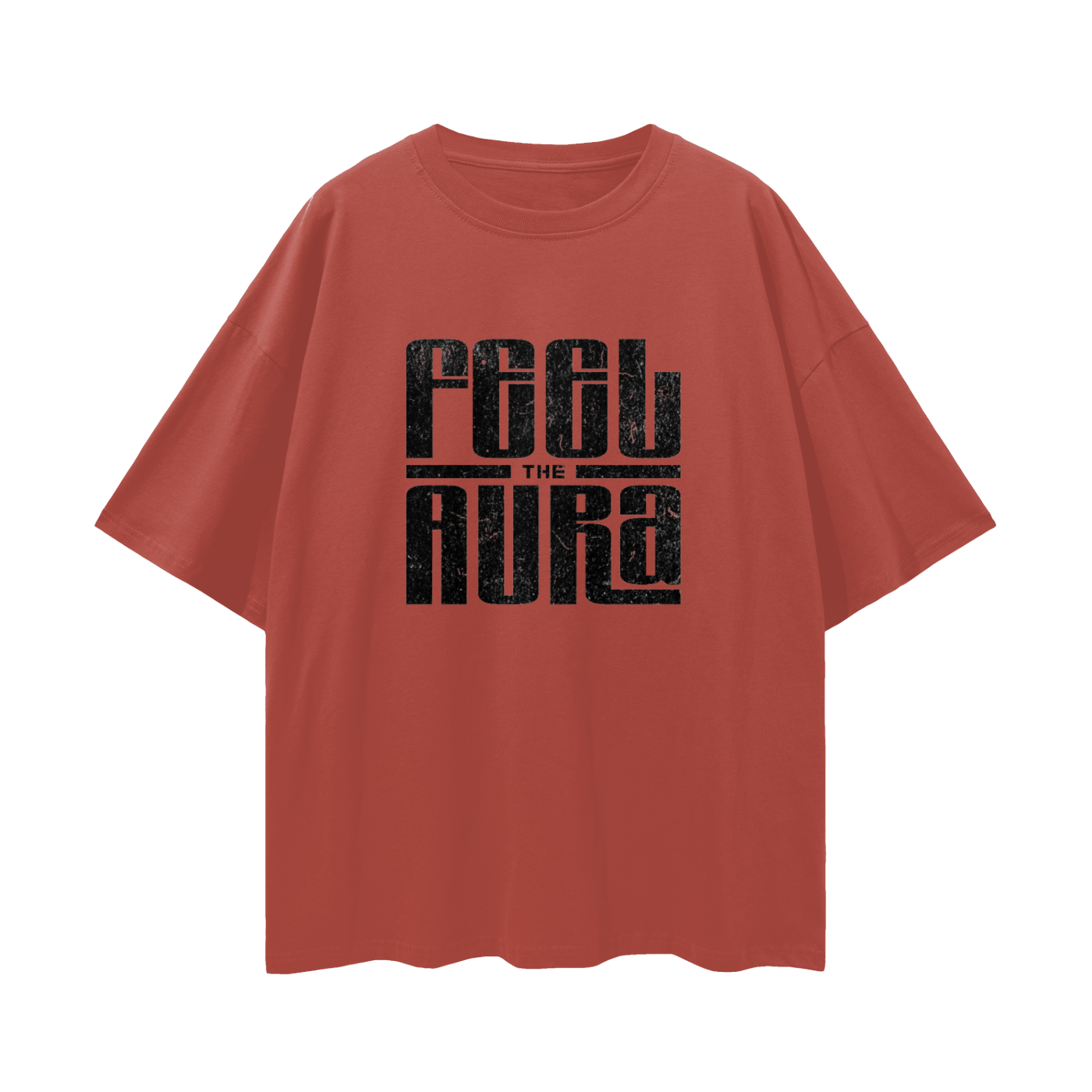 FEEL THE AURA Loose Drop Shoulder Tee- Black Print