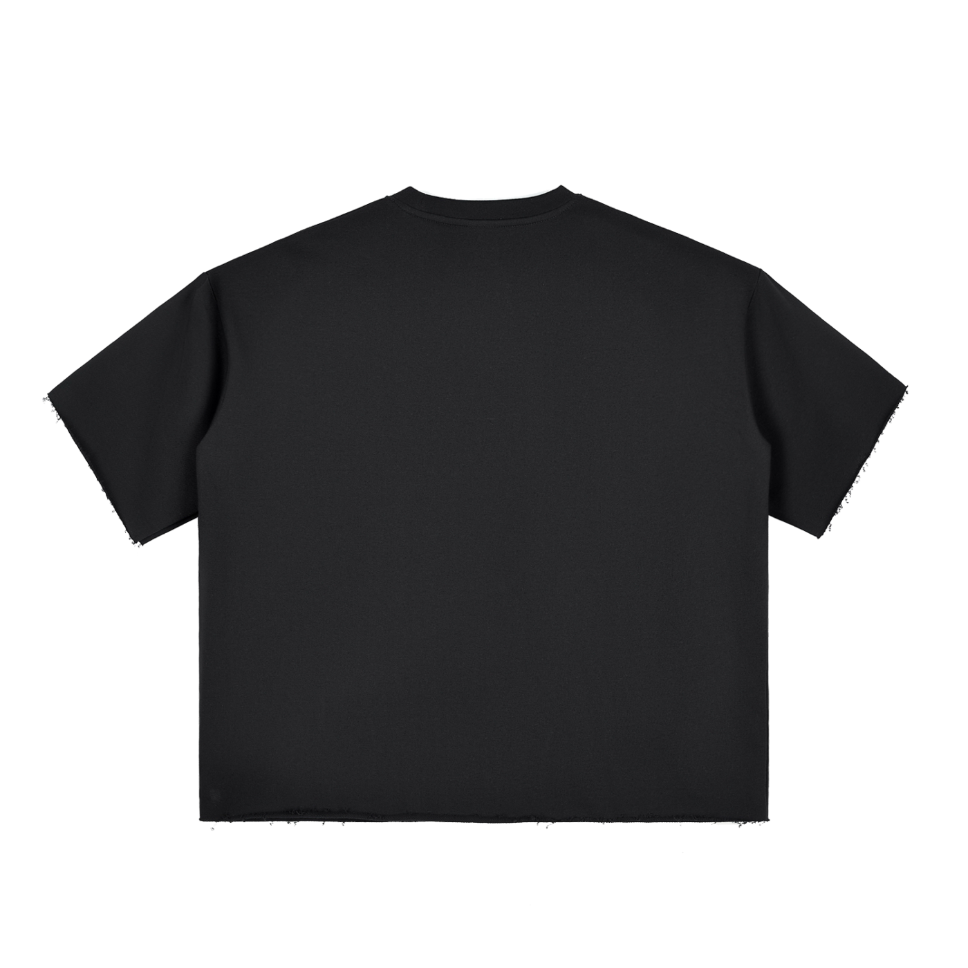 Large AURARUSH Boxy Half-Sleeve Raw-Edge T- White Print