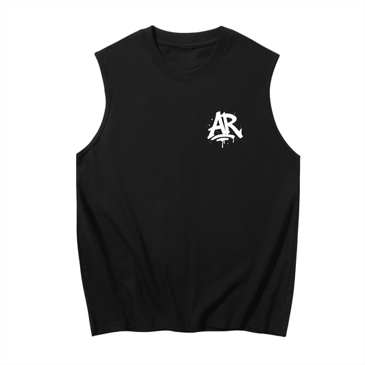 Small AR/Born To Disrupt Back Sleeveless Cotton Tank- White Print