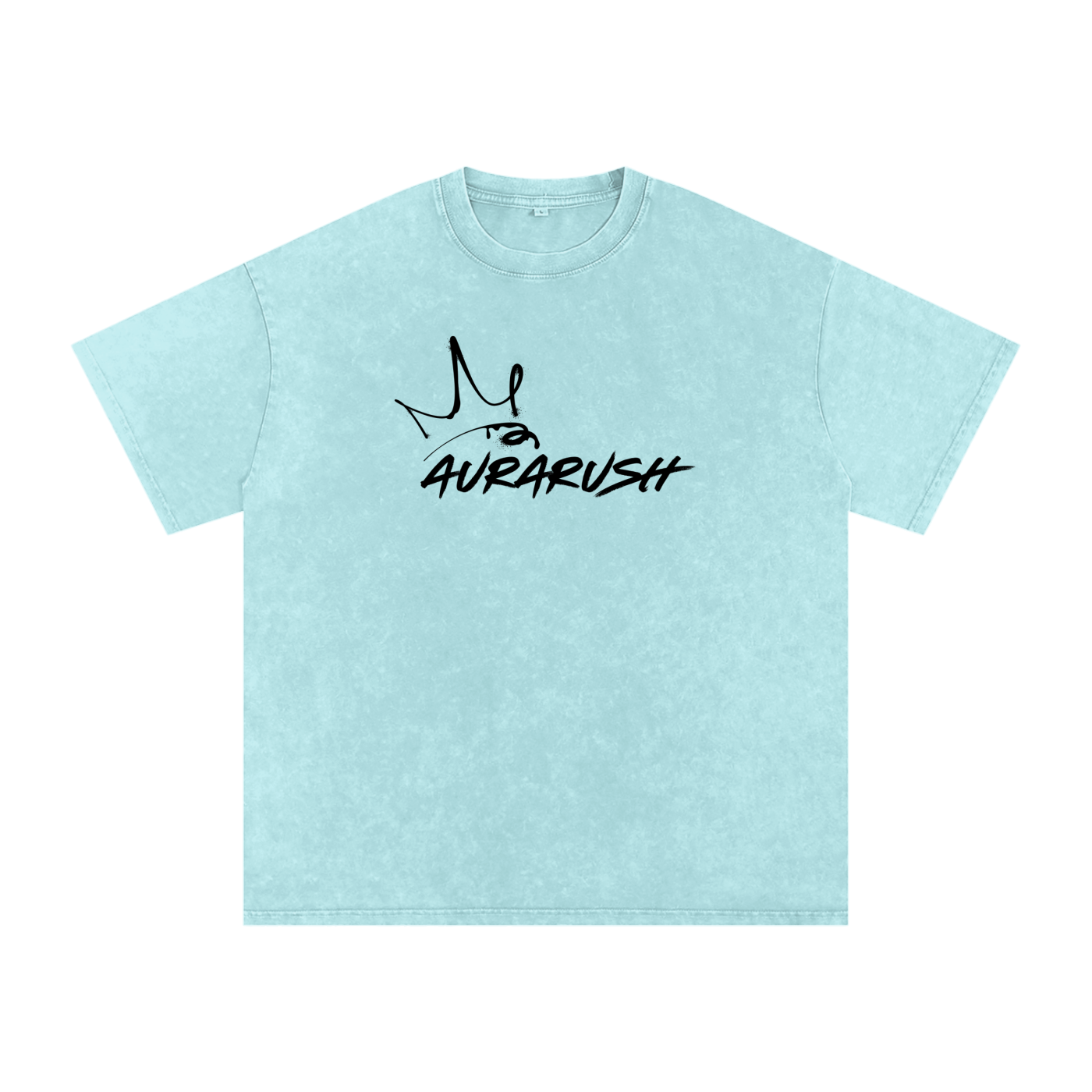 Large AURARUSH Snow Washed Oversized Tee- Black Print