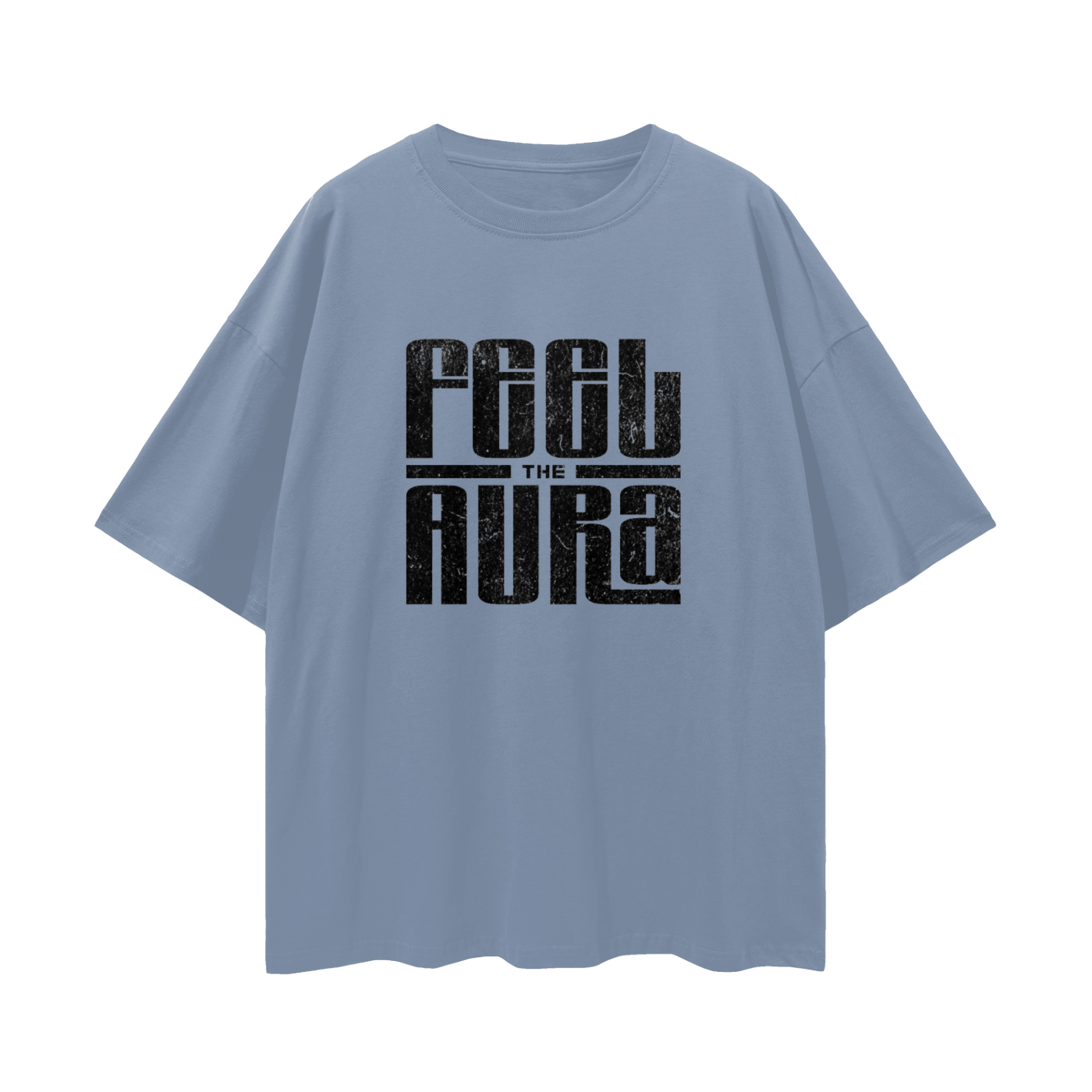 FEEL THE AURA Loose Drop Shoulder Tee- Black Print