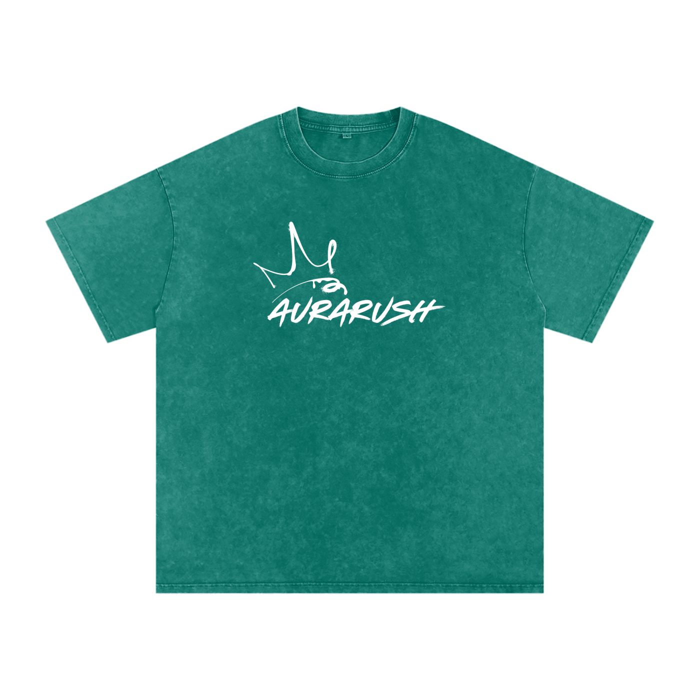 Large AURARUSH Snow Washed Oversized Tee- White Print