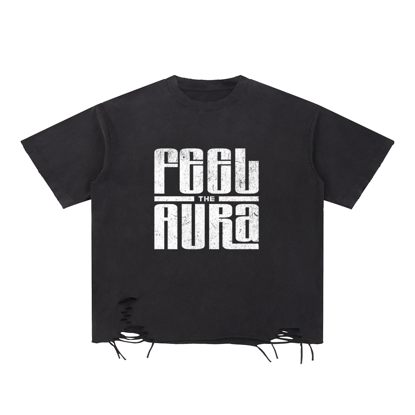 Feel The Aura Snow Washed Raw-Hem Tee