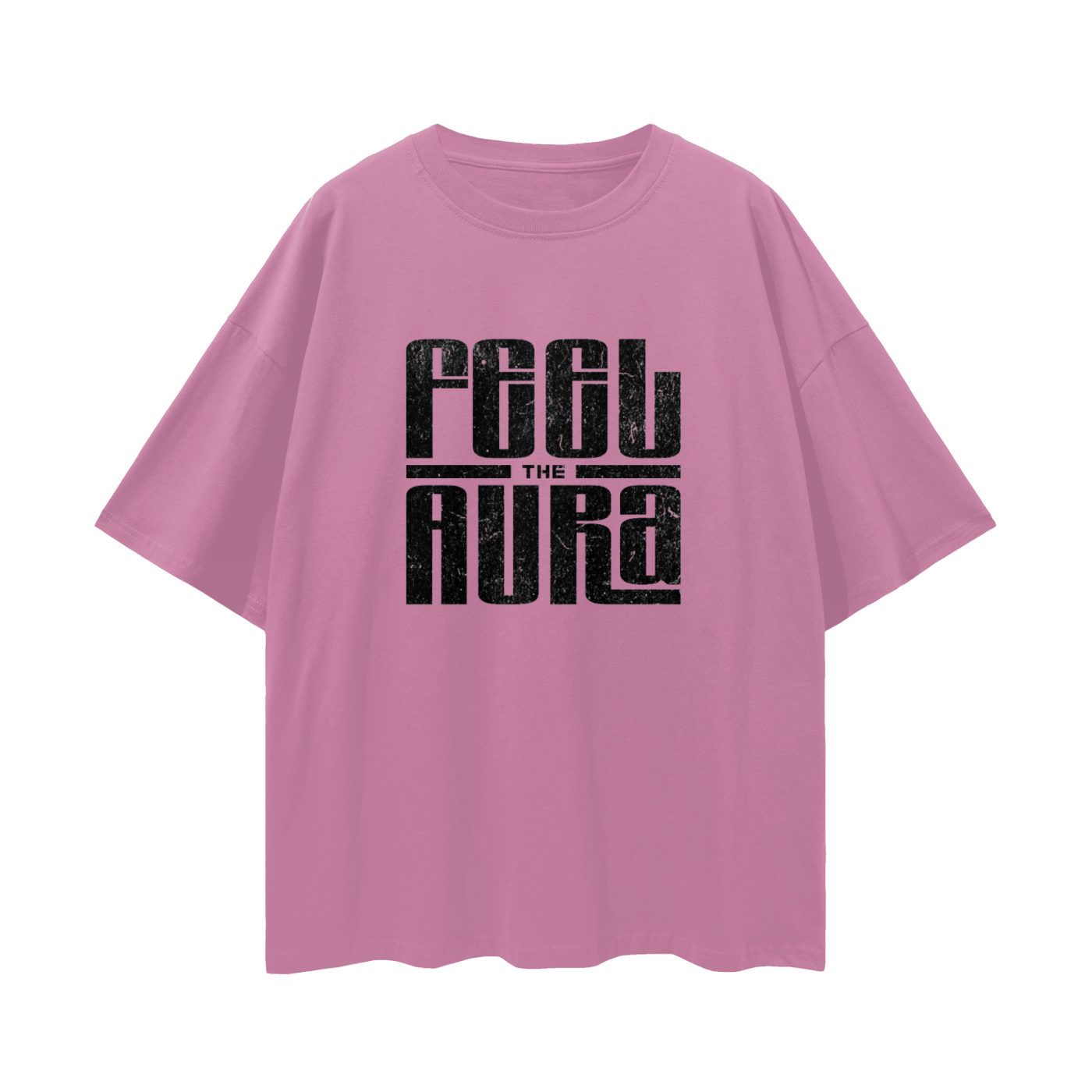 FEEL THE AURA Loose Drop Shoulder Tee- Black Print